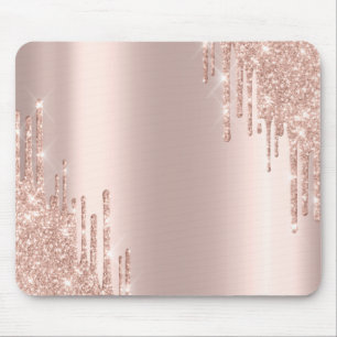 Tapis De Souris Paillettes Modernes Gouttes Rose Gold