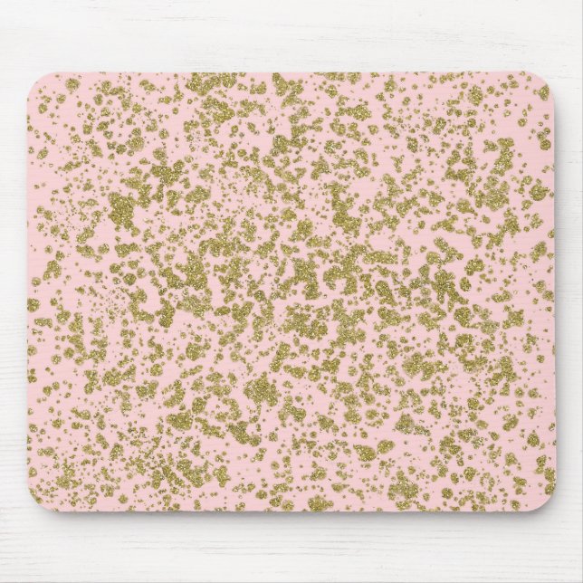 Tapis De Souris Paillettes rose et or pailletées glamour moderne (Devant)