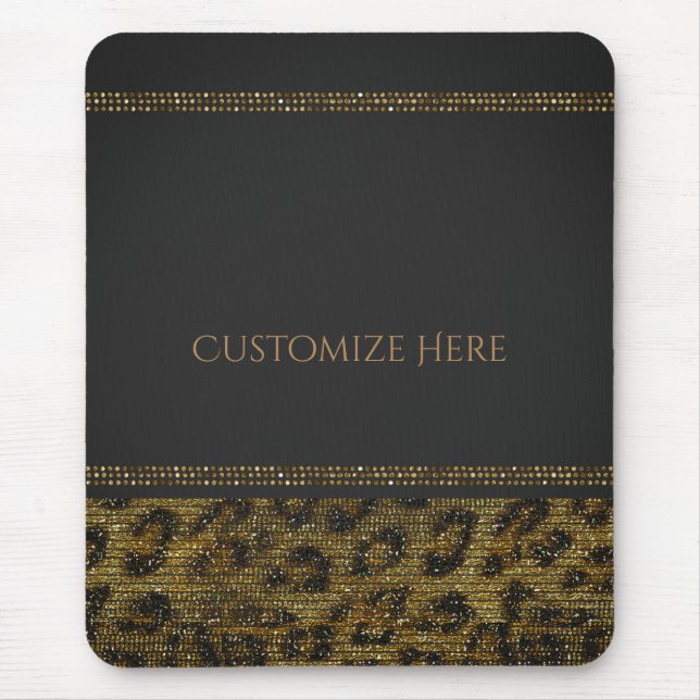 Tapis De Souris Paillettes scintillantes de léopard Glam Chic Mode (Devant)