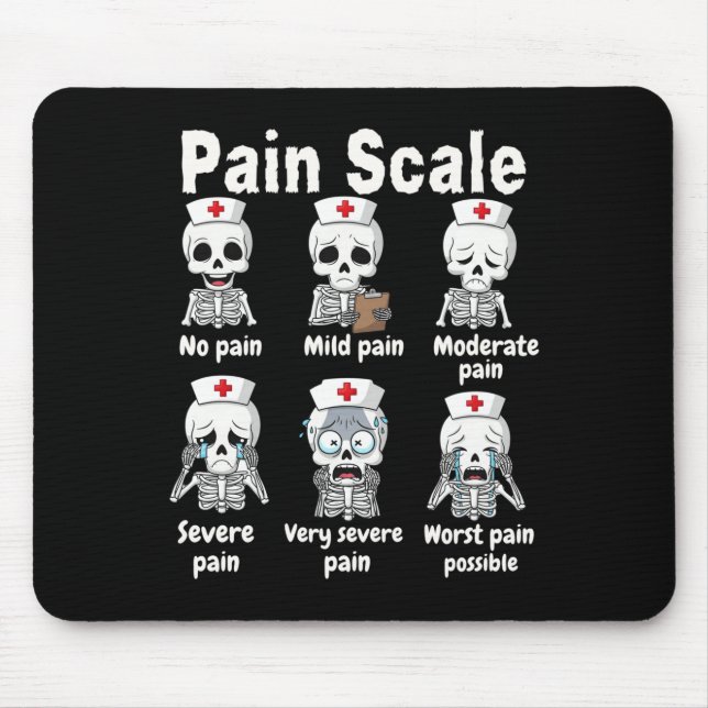 Tapis De Souris Pain Scale Cute Nurse Skeleton Halloween Trauma Fu (Devant)