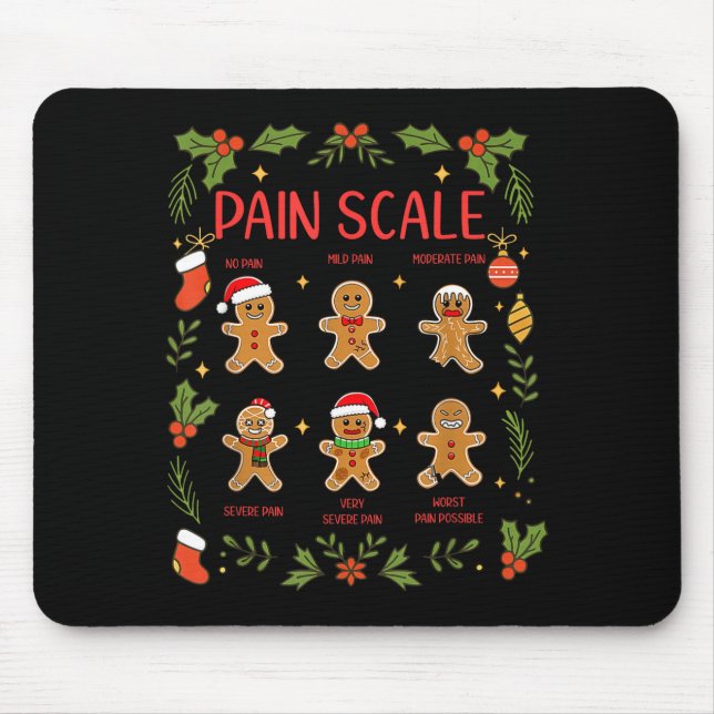 Tapis De Souris Pain Scale Gingerbread Essment Rn Er Nurse Christm (Devant)