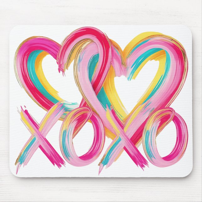 Tapis De Souris Painted Hearts & XOXO (Devant)
