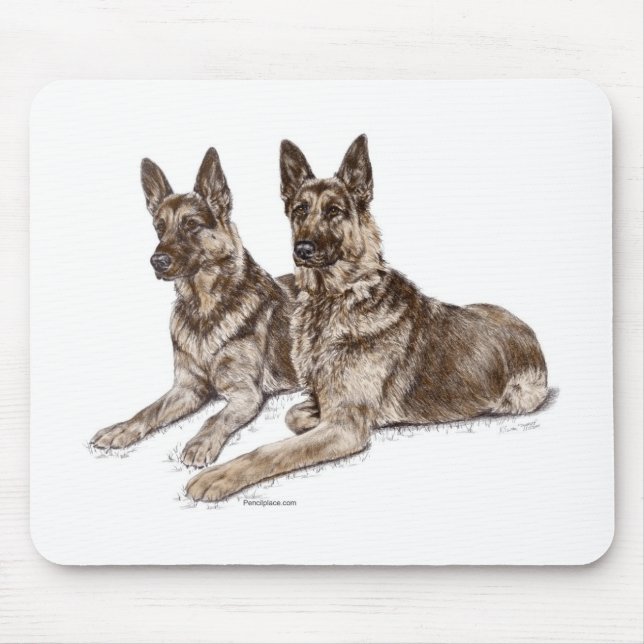 Tapis De Souris Paire de chiens bergers allemands (Devant)
