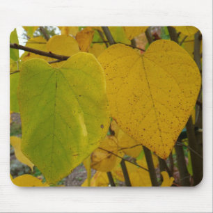 Tapis De Souris Paire de Feuille Redbud Automne photo d'automne