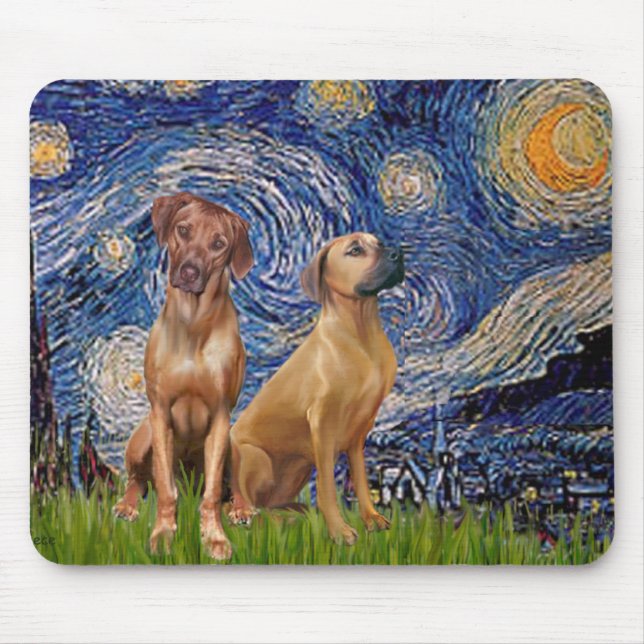 Tapis De Souris Paire Rhodesian Ridgeback - Nuit étoilée (Devant)