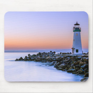 Tapis De Souris Paisible Calme Côtier Simplistic Lighthouse Art