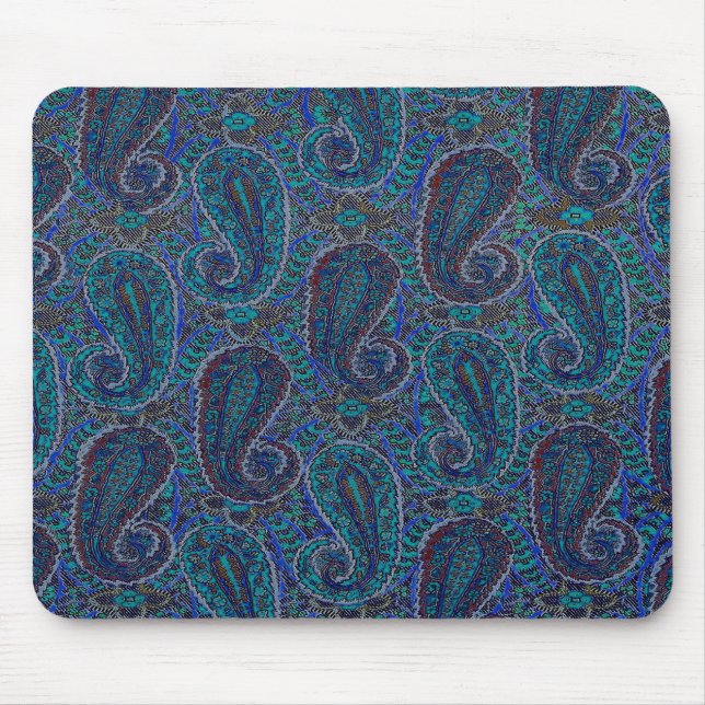 Tapis De Souris Paisley Blue Indian Boho Motif (Devant)