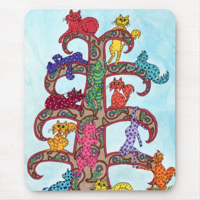 Tapis De Souris Paisley Cat Tree of Life (Devant)