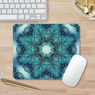 Tapis De Souris Paisley floral Boho turquoise mandala turquoise he