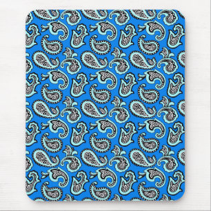Tapis De Souris Paisley Intemporel sur Fond Bleu