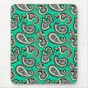Tapis De Souris Paisley intemporel sur fond vert