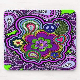 Tapis De Souris Paisley pourpre psychédélique Mousepad