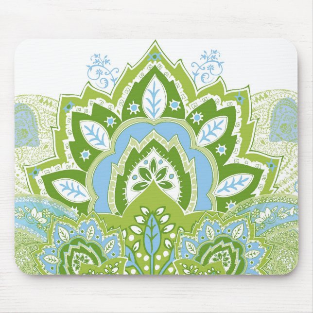 Tapis De Souris Paisley vert-bleu Mousepad (Devant)