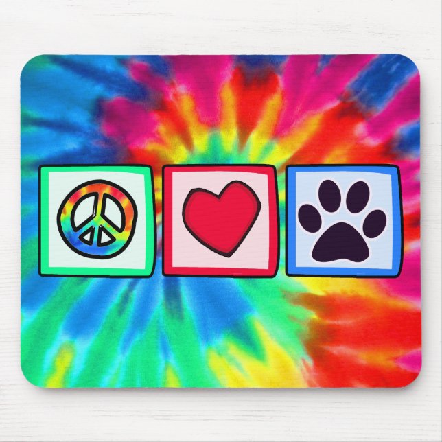 Tapis De Souris Paix, amour, chien ; Pawprint (Devant)