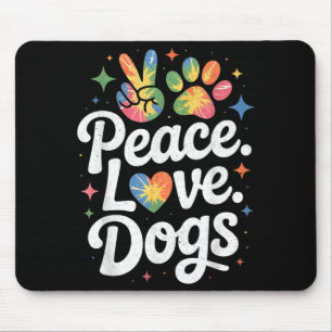Tapis De Souris Paix Amour Chiens Tie-Dye Amoureux des Chiens Sauv