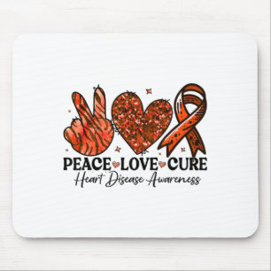 Tapis De Souris Paix Amour Cure Rubans Rouges Soutien Maladie Card
