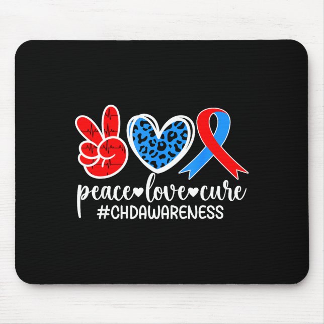 Tapis De Souris Paix Amour Cure Sensibilisation Chd Maman D'un Chd (Devant)