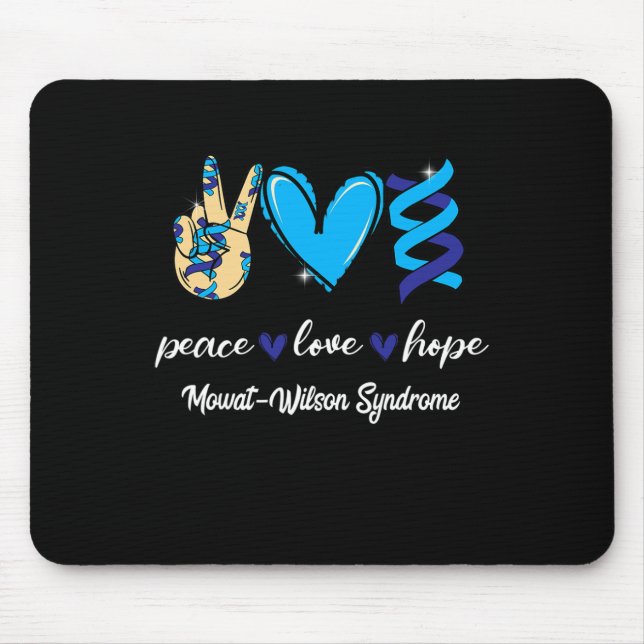 Tapis De Souris Paix Amour Cure Syndrome de Mowat-Wilson Ruban Ble (Devant)