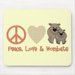 Tapis De Souris Paix, Amour et Amour; Wombat