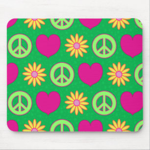 Tapis De Souris Paix Amour Marguerites