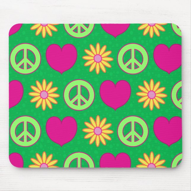 Tapis De Souris Paix Amour Marguerites (Devant)