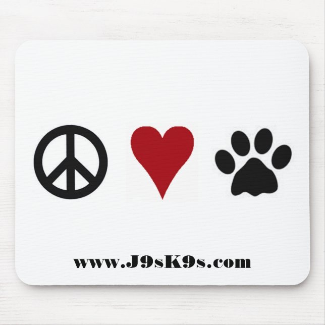 Tapis De Souris Paix-Amour-Pattes Mousepad (Devant)