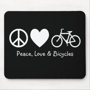 Tapis de souris Paix, Amour & Vélos