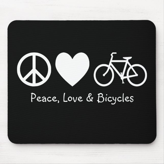 Tapis de souris Paix, Amour & Vélos (Devant)