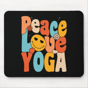 Tapis De Souris Paix Amour Yoga Yoga Rétro Mamans Yoga Grand-mère