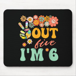 Tapis De Souris Paix dehors cinq 6 groovy 6e anniversaire heureux