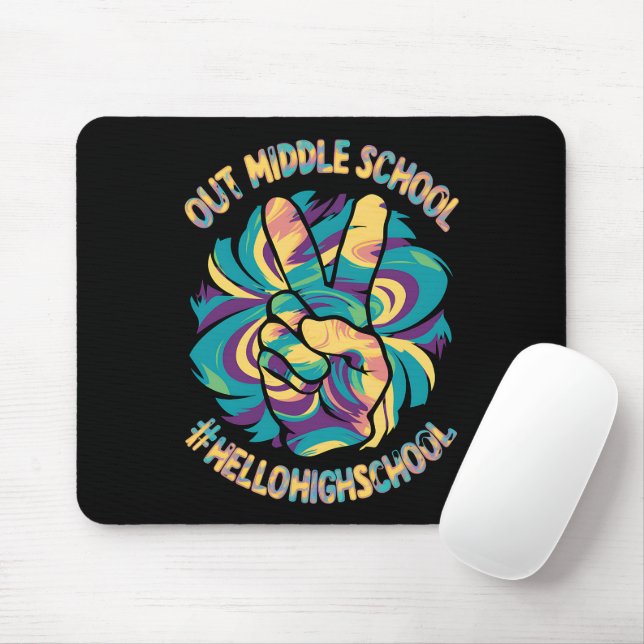 Tapis De Souris Paix dehors Milieu Bonjour Lycée Tie Dye  (Avec souris)