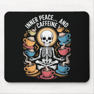 Tapis De Souris Paix intérieure et caféine Design de yoga de squel