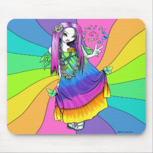Tapis De Souris Paix Mousepad féerique hippie d'arc-en-ciel de
