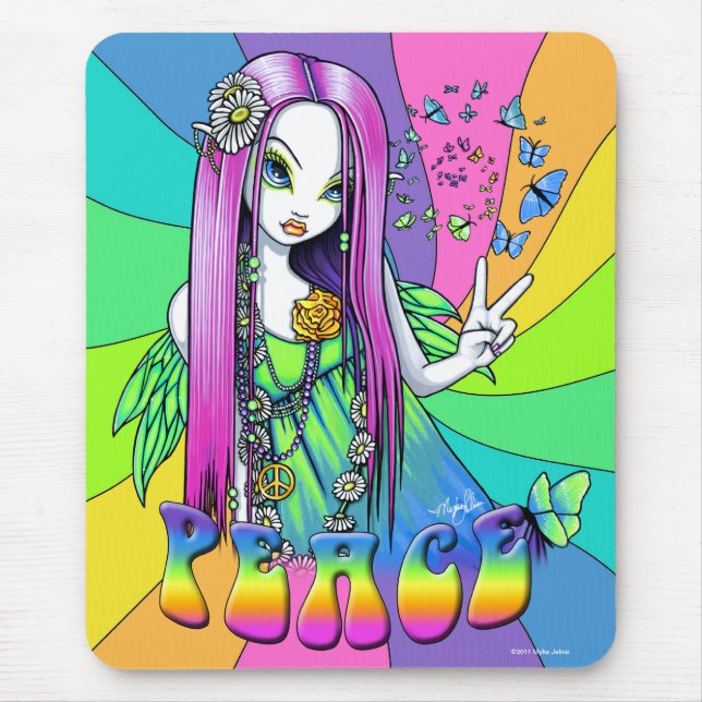Tapis De Souris Paix Mousepad féerique hippie d'arc-en-ciel de (Devant)