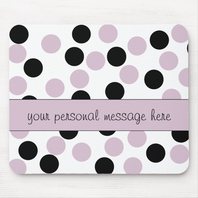Tapis De Souris Pale rose et noir Polka Dot Pad (Devant)