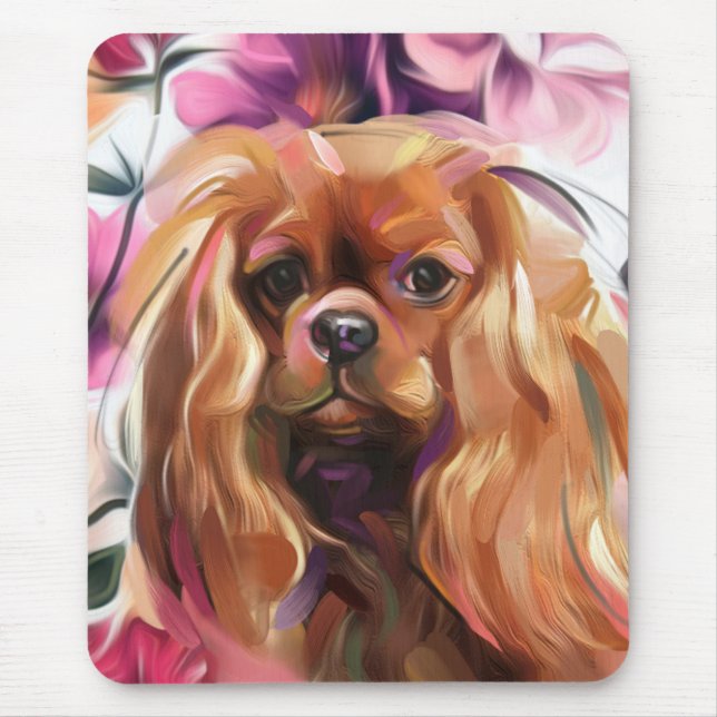 Tapis De Souris Palette d'art pour chiens Ruby Cavalier (Devant)