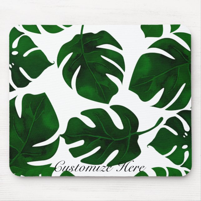 Tapis De Souris Palme tropicale verte foncée Feuille Summer Island (Devant)