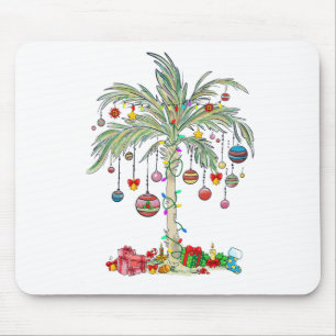 Tapis De Souris Palmier de Noël Plage Tropicale de Noël Floride Ha