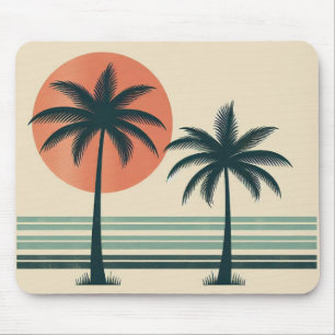 Tapis De Souris Palmier tropical rétro/vintage