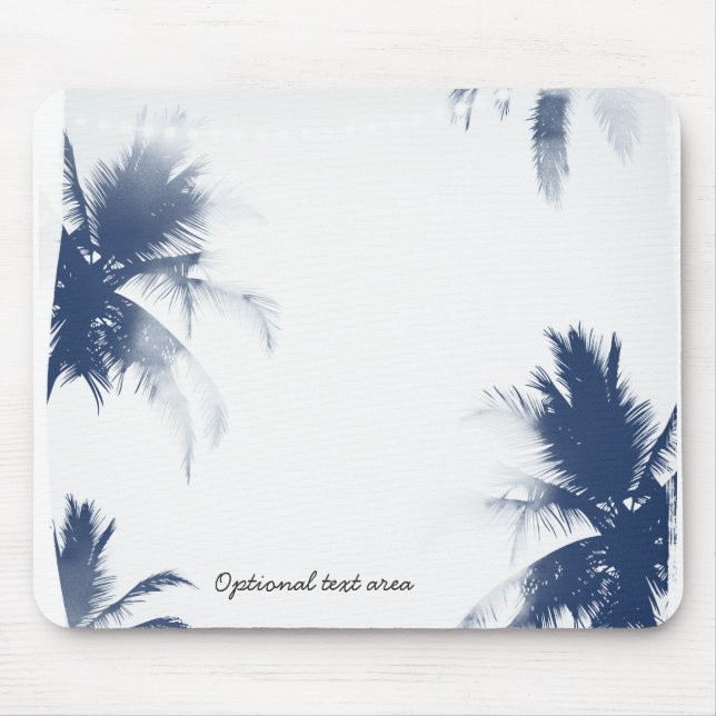 Tapis De Souris Palmiers Blanc Glamour Chic Moderne Tropical (Devant)