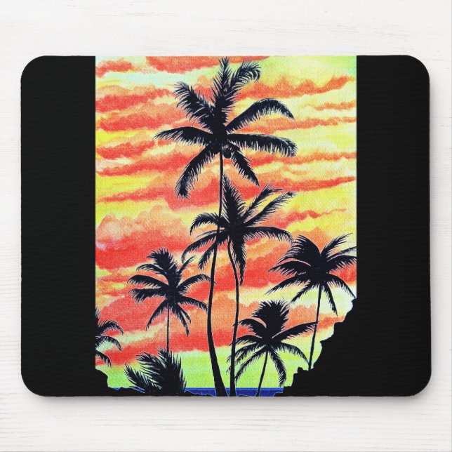 Tapis De Souris Palmiers de Coco-Coques Couchés De Soleil Hawaïen (Devant)