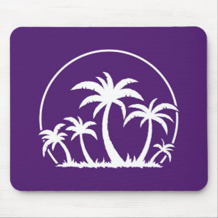 Tapis De Souris Palmiers et coucher de soleil en blanc