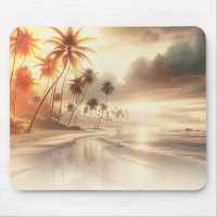 Palmiers & Plage de coucher de soleil orange