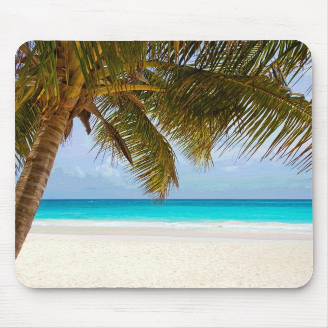 Tapis De Souris Palmiers sur la plage Mer Bleue & Ciel (Devant)