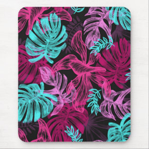 Tapis De Souris Palmiers tropicaux fluorescents feuilles