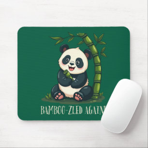 Tapis De Souris Panda Adorable Enlaçant Bambou Mignon Dessin Animé