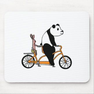 Tapis De Souris Panda and Rabbit Vélo Tandem Kids