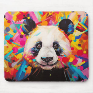 Tapis De Souris Panda Animal Portrait Peinture colorée