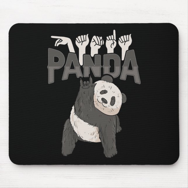 Tapis De Souris Panda Asl Gesture main Sourde Sensibilisation à la (Devant)