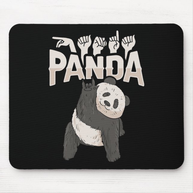 Tapis De Souris Panda Asl Gesture main Sourde Sensibilisation à la (Devant)